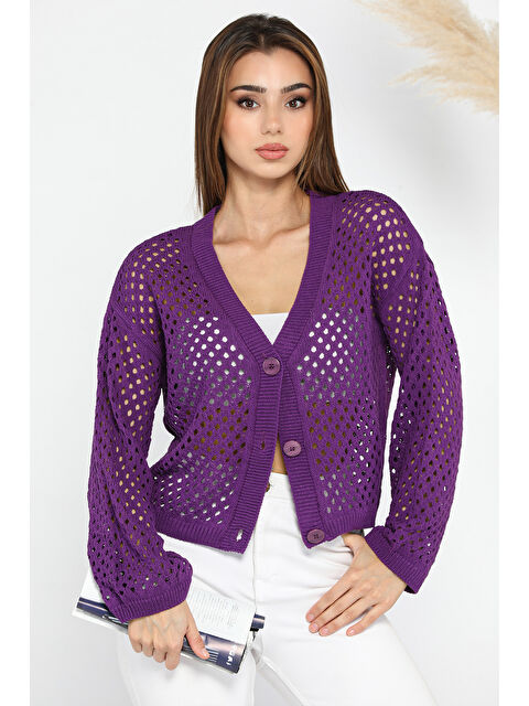 Gülseli Ajurlu Triko Hırka - S000289878-20042