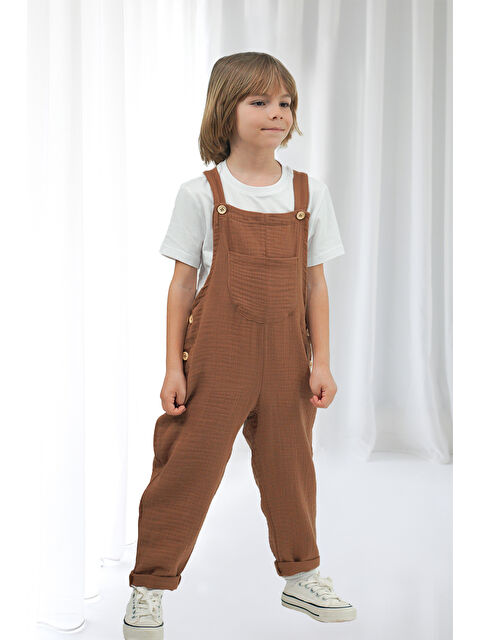 Catz Kids Erkek Çocuk Kahve Müslin Askılı Tulum - S000176507-17365
