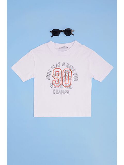 Fullamoda Yazı Baskılı Bisiklet Yaka Erkek Çocuk Tişört