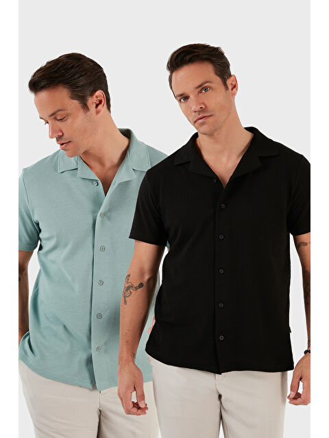 Buratti Pamuklu Regular Fit Kısa Kollu 2'li Paket Gömlek 5902640S2 - S000384615-37449