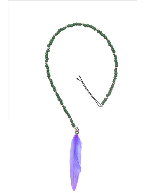 New Obsessions Mor Tüylü Yeşil Saç Boncuğu - S000202509-18194