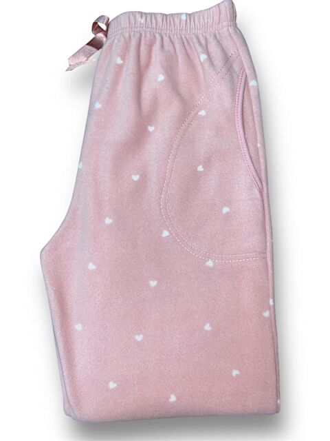 Formo Kadın Pudra Kalpli Polar Cepli Kışlık Kalın Pijama Altı - S000281701-7152