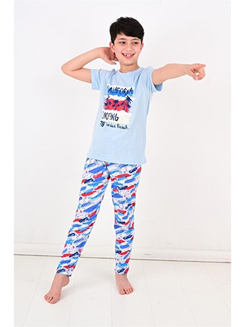 Vitmo Erkek Çocuk Kısa Kollu  Pijama Takımı California Mavi - S000388407-17234