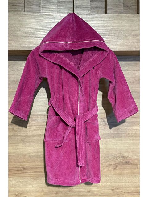 Varol Yumuşak Dokulu Kapüşonlu Çocuk Bornozu Fuşya 5-6 Yaş - S000383052-18686