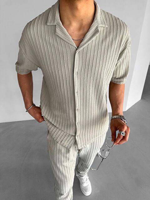 Abluka Online Erkek Regular Fit Desenli Triko Gömlek Gri - S000240386-20600