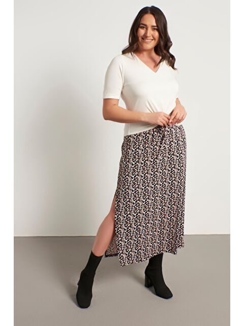 Mylinemoda Çiçekli Uzun Penye Etek - S000239062-19351