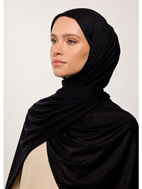 Rabia Z Tesettür Şal - Siyah Penye - S000387659-19351