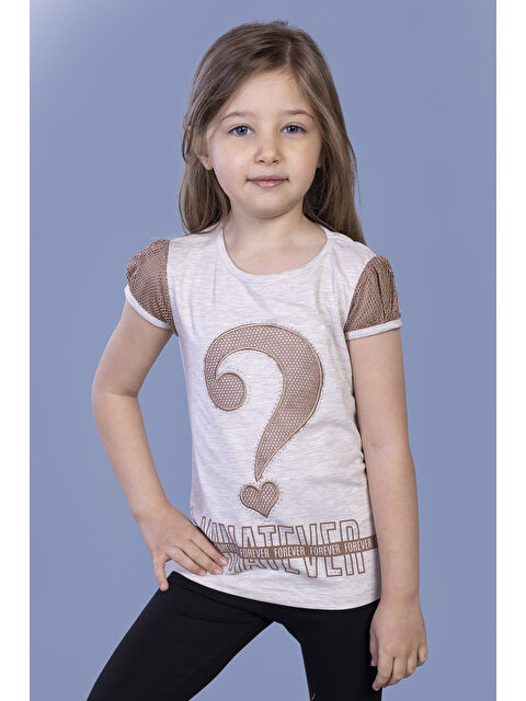 Toontoykids Kız Çocuk Nakışlı Taş İşlemeli Tişört