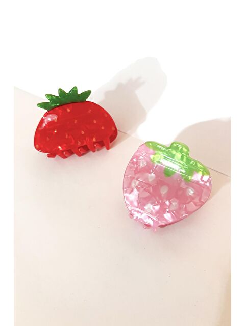 New Obsessions Pembe ve Kırmızı Çilek Asetat Saç Tokası 2 Adet - S000366210-37331