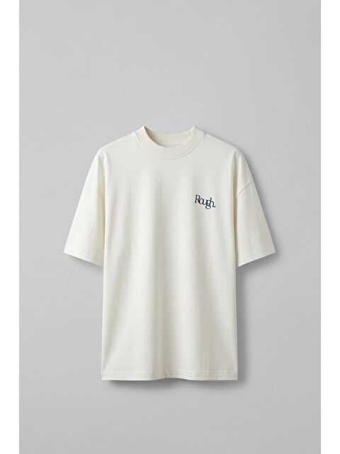 Abluka Online Erkek Süper Oversize Antik Figür Baskılı Premium T-Shirt Ekru