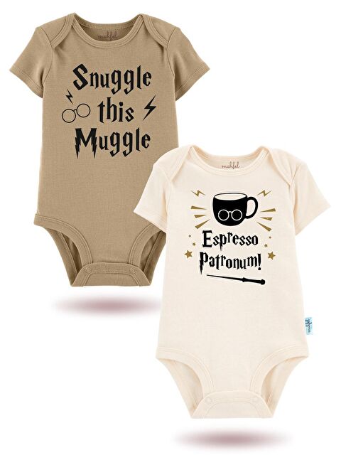 Mahfel 2'Li Organik Baskılı Kısa Kollu Unisex Bebek Çıtçıtlı Body - S000177687-5402