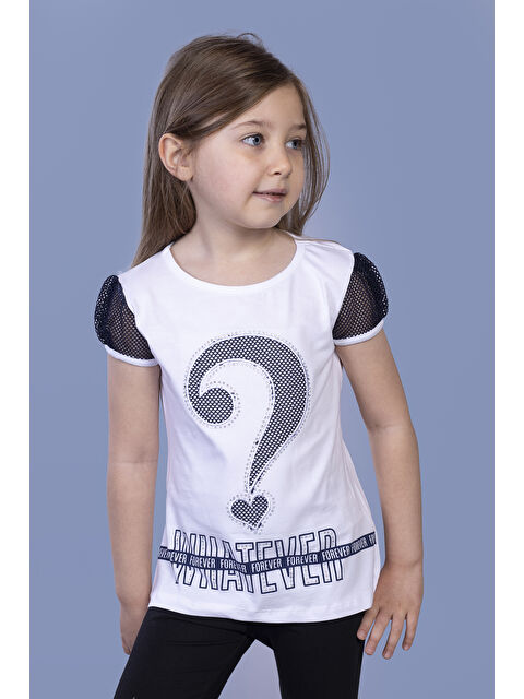 Toontoykids Kız Çocuk Nakışlı Taş İşlemeli Tişört