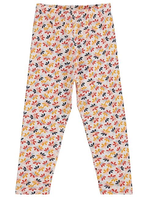 Civil Girls Çiçek Desenli 2-5 Yaş Tayt - Kırık Beyaz