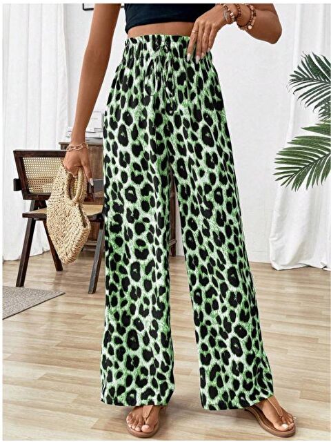 Jane's Kadın Beli Lastikli Leopar Desen Süprem Pantolon