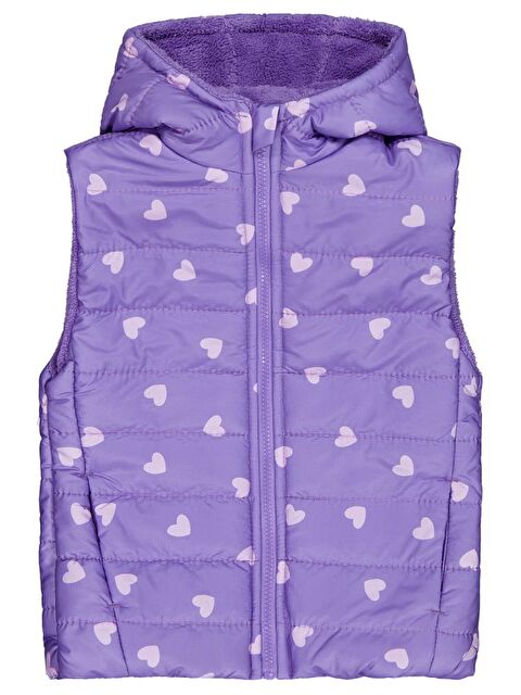Civil Girls Kalp Baskılı 6-9 Yaş Yelek - Lila 6-7 Yaş - S000483660-20042