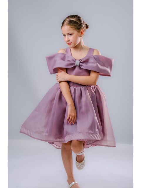 Mnk Baby & Kids Kız Çocuk Taş Fiyonklu İsalon Elbise M00763 - S000436622-20036