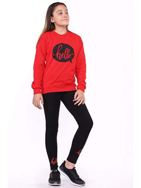 Toontoykids Kız Çocuk Hello Yazı Baskılı Taytlı Takım