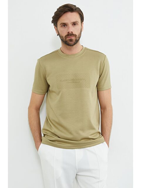 Fullamoda Slogan Baskılı Bisiklet Yaka Tişört