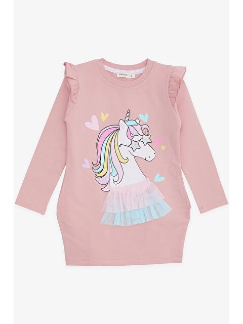 Breeze Kız Bebek Uzun Kollu Elbise  Baskılı Gülkurusu (1.5 Yaş) - S000069918-20028