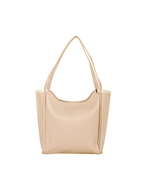 TONNY BLACK Kadın Krem Çift Saplı Suni Deri Omuz Çantası - S000500318-19966