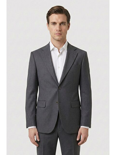 Sabri Özel Giotelli Antrasit 6 Drop Polyester Viskon Karışımlı Elastan İçerikli Erkek Takım Elbise - S000524162-29666