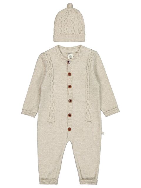 Civil Beybek Düğmeli 3-12 Ay Tulum - Bej 3-6 Ay - S000509125-19928