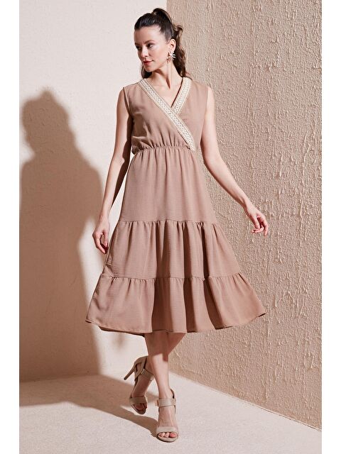 Lela Regular Fit Kruvaze Yaka Midi Kadın Elbise 6118103 - S000217627-37259