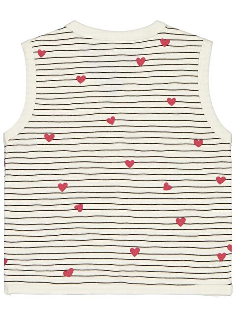 Civil Baby Çizgi Kalp 6-18 Ay Yelek - Ekru 9-12 Ay - S000483741-19965