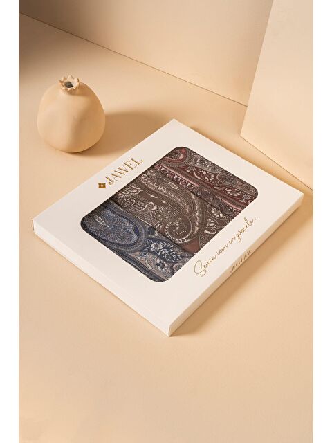 Jawel Kadın Etnik Desen Soft Şal Paketi Adesa (Vizon-İndigo-Bordo) - S000371166-23173
