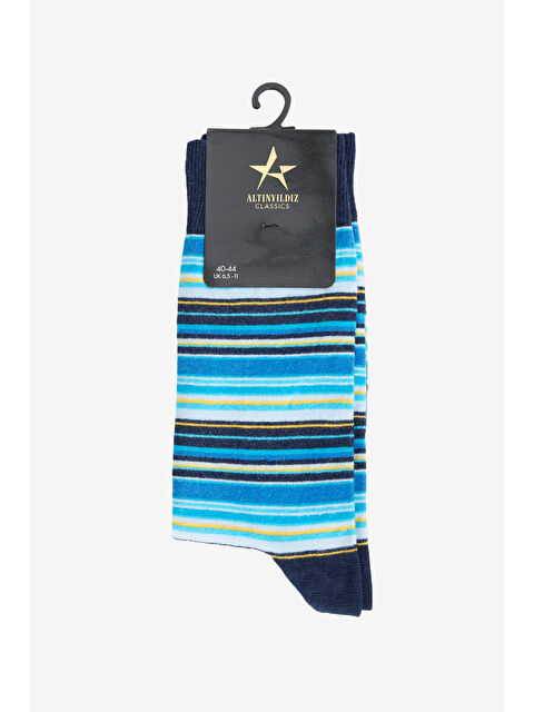 Altınyıldız Classics Erkek Lacivert-Mavi Desenli Lacivert Mavi Pamuklu Casual Çorap - S000416346-37350