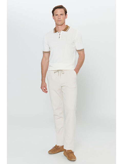 AC&Co / Altınyıldız Classics Erkek Bej Pamuklu Dar Kesim Yan Cepli Normal Bel Esnek Örme Pantolon - S000512385-19928