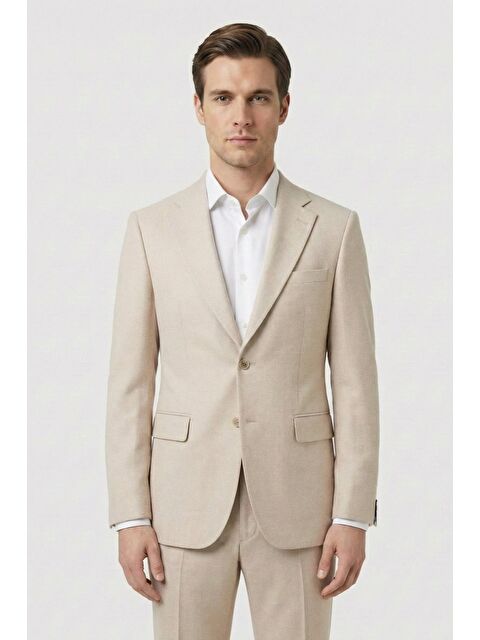 Sabri Özel Giotelli Bej 6 Drop Polyester Viskon Karışımlı Elastan İçerikli Erkek Takım Elbise - S000524171-19928