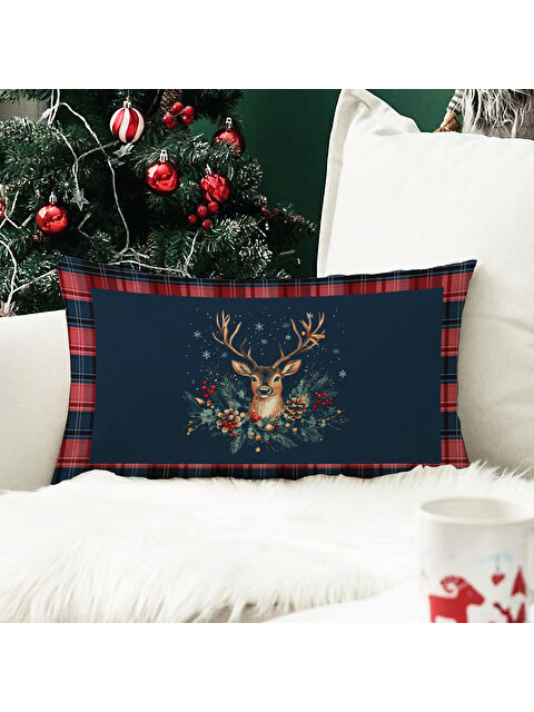 Evmila Yılbaşı Temalı 35x55 Fermuarlı Kadife Kırlent Kılıfı - S000291269-23173