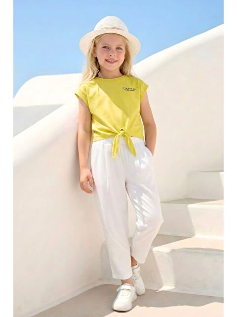 ZEYLAND Kız Çocuk Baggy Pantolon - Beyaz