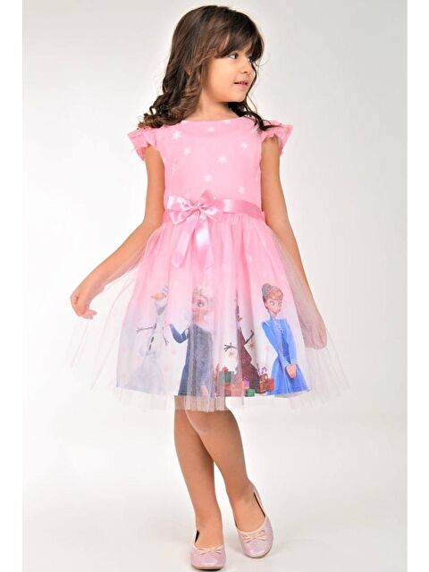 Mnk Baby & Kids Tüllü Baskılı Krep Elbise MNK222-0016 - S000397078-20024