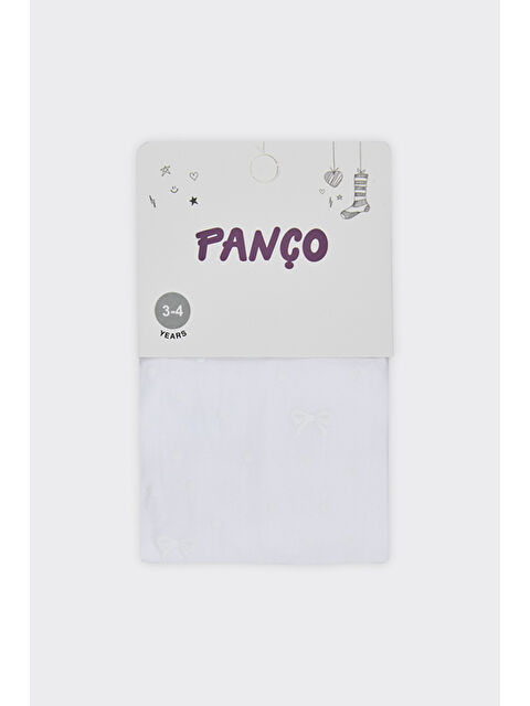 Panço Kız Çocuk Desenli Beyaz Mikro Külotlu Çorap - S000510632-20063