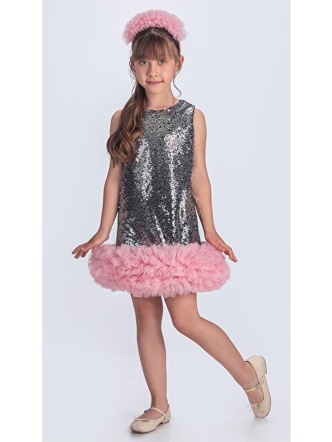 Mnk Baby & Kids Pul Payet İfestos Taçlı Tütü Çocuk Özel Abiye M00743 - S000397079-33408