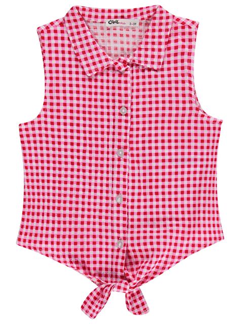 Civil Girls Pötikare 2-5 Yaş Gömlek - Kırmızı 3-4 Yaş