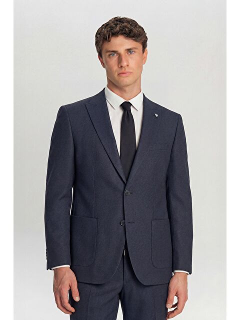 Sabri Özel Erkek Siyah Slim Fit Şal Yaka 6 Drop Diyagonal Smokin Takım Elbise - S000524178-21164