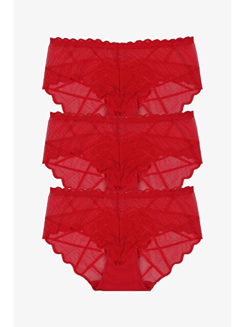 Koza İç Giyim Kadın 3'lü Kalp Detaylı Dantelli Külot - S000307698-20045