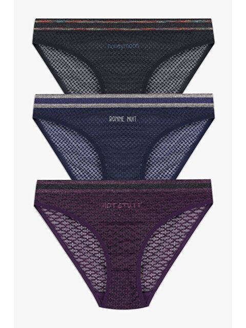 Koza İç Giyim Kadın 3'lü Dantelli - Baskılı Külot - S000307729-37355