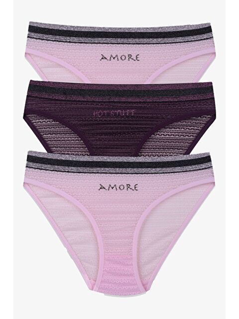 Koza İç Giyim Kadın 3'lü Dantelli - Baskılı Külot - S000307729-37394