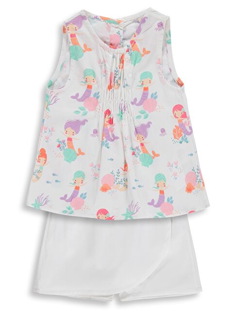 Civil Baby Deniz Kızı Empirme Şort Etek 6-18 Ay Takım - Ekru