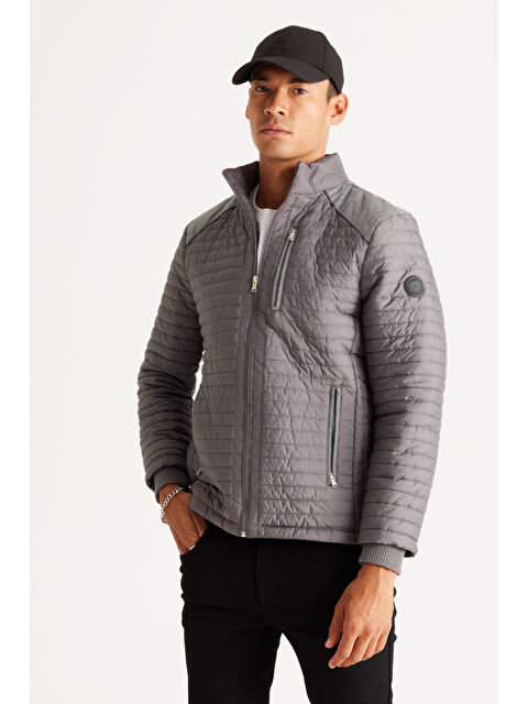 Altınyıldız Classics Erkek Gri Standart Fit Normal Kesim Dik Yaka Desenli Mont - S000403142-20600