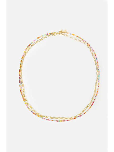 New Obsessions 2'li Geçmeli Zincir Boncuk Kolye - S000501798-27074