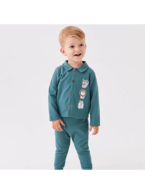 Yami Mia Nakışlı Düğmeli Waffle Bebek Alt Üst Takım - S000144906-18194