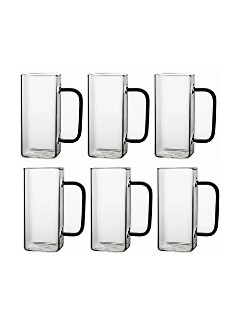 Kitchen Design Lab Kare Cam Siyah Kulplu Su Bardağı 350 ml 6 Adet - S000433408-26865