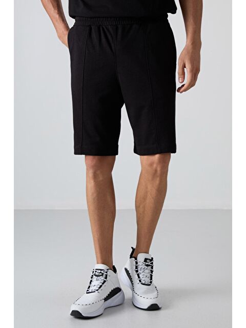 Tommylife Siyah Pamuklu Kalın Yumuşak Dokulu Comfort Fit Basic Erkek Şort - 81261 - S000157054-19351