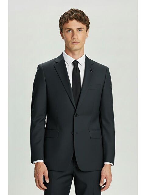 Sabri Özel Erkek Yeşil Slim Fit 6 Drop Mono Yaka Düz Takım Elbise - S000524204-18194