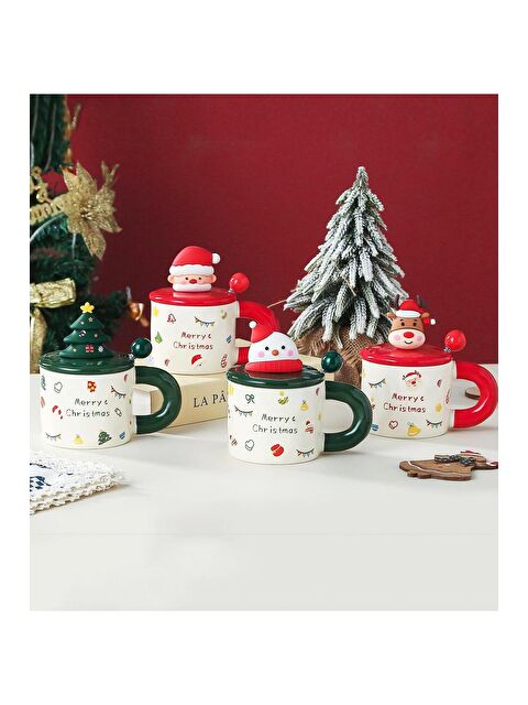 Bam Hediyelik Eşya Yılbaşı Figürlü Kapaklı Seramik Kupa - S000481400-27074